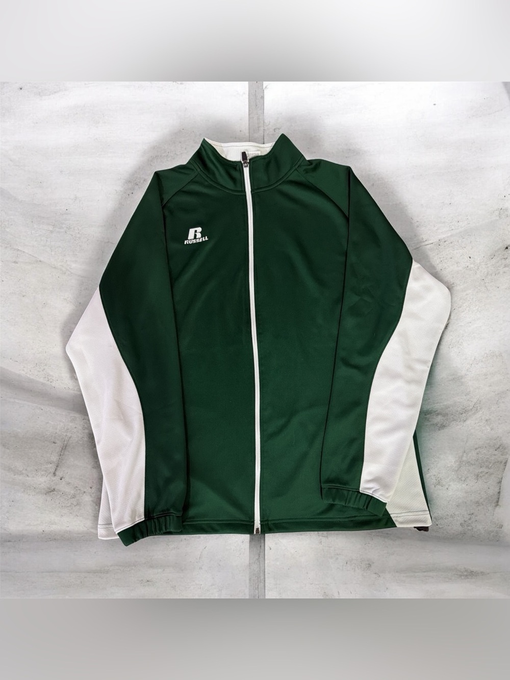 Russell Athletic Green & White Full-Zip Track Jacket – XL